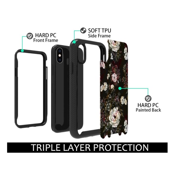 iPhone XS Max Black Floral Case - Picture 13 of 16